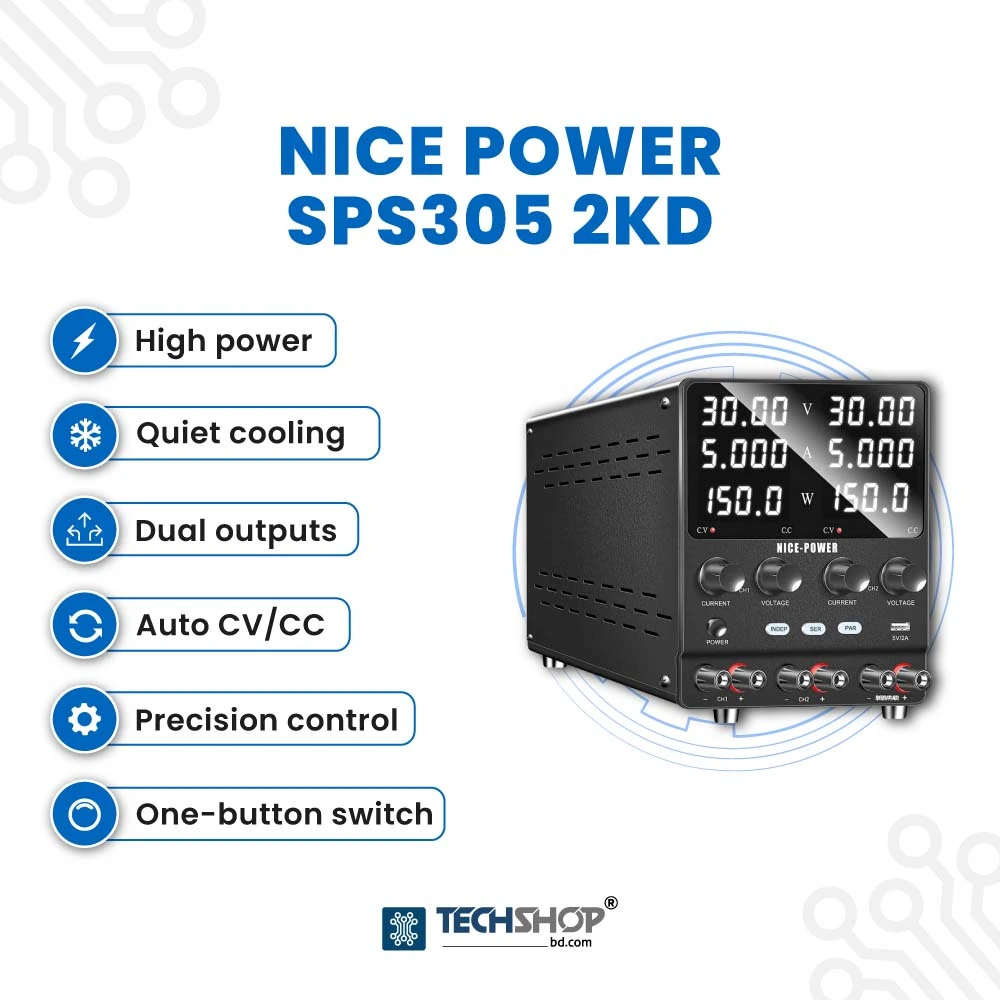 Lab Power Supply Dual Channel DC 30V 5A Encoder Knob NICE POWER SPS305 2KD